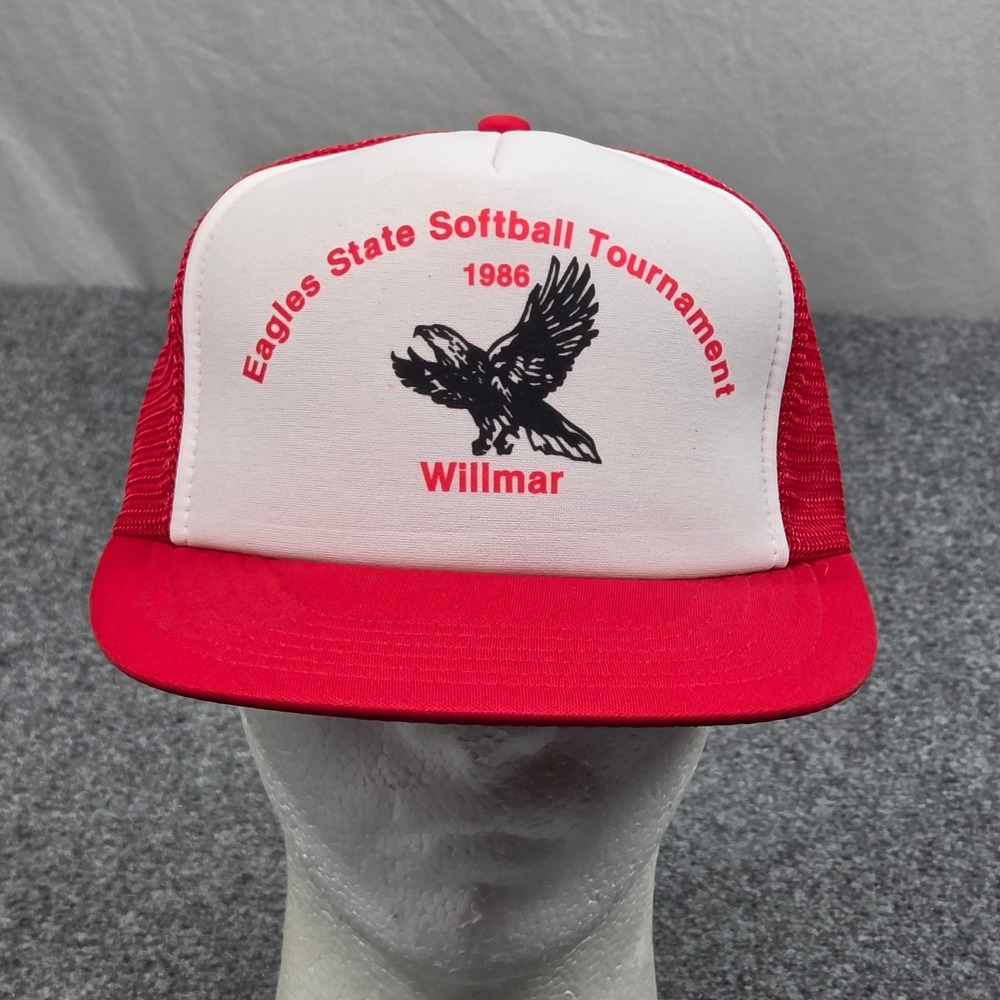 Vintage Willmar Minnesota Trucker Hat Red White Eagles Softball Tournament 80s